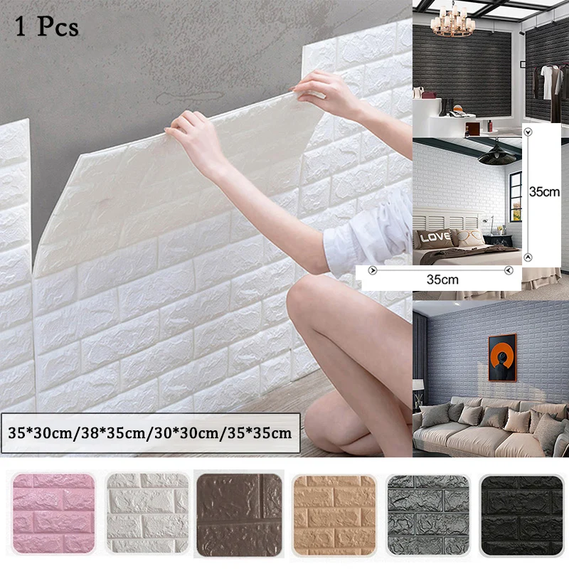 

3D Brick Wall Stickers DIY Decor Wallpaper Decor Self-Adhesive Waterproof Wallpaper For Kids Room Bedroom 3D Wall Sticker Brick