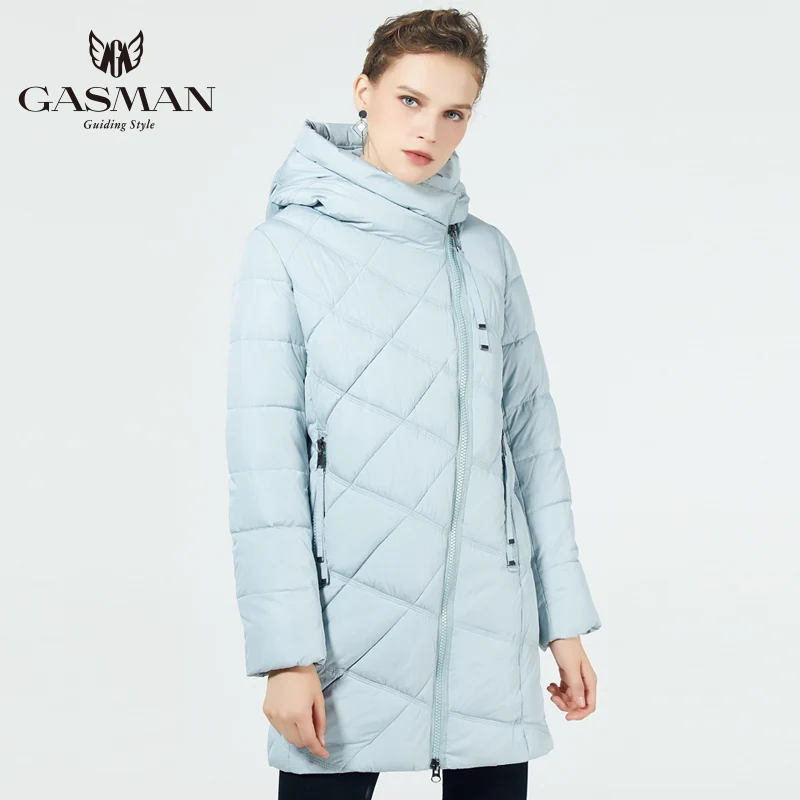 GASMAN Новая зимняя Женская куртка пуховик женский модный толстая теплая парка с капюшоном зимняя верхняя одежда женская - Цвет: 410 light green
