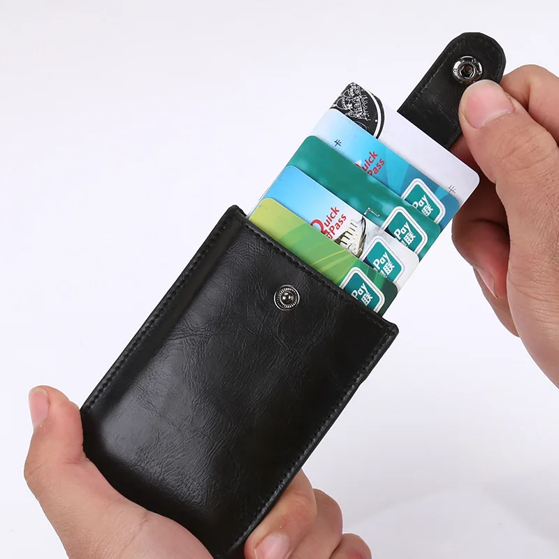 

Credit Card Cover Anti-RFID Bank Card Clamp Horse Leather Anti-Theft Card Swiping Case Pulling Card Clamp Amazon Supply of Goods