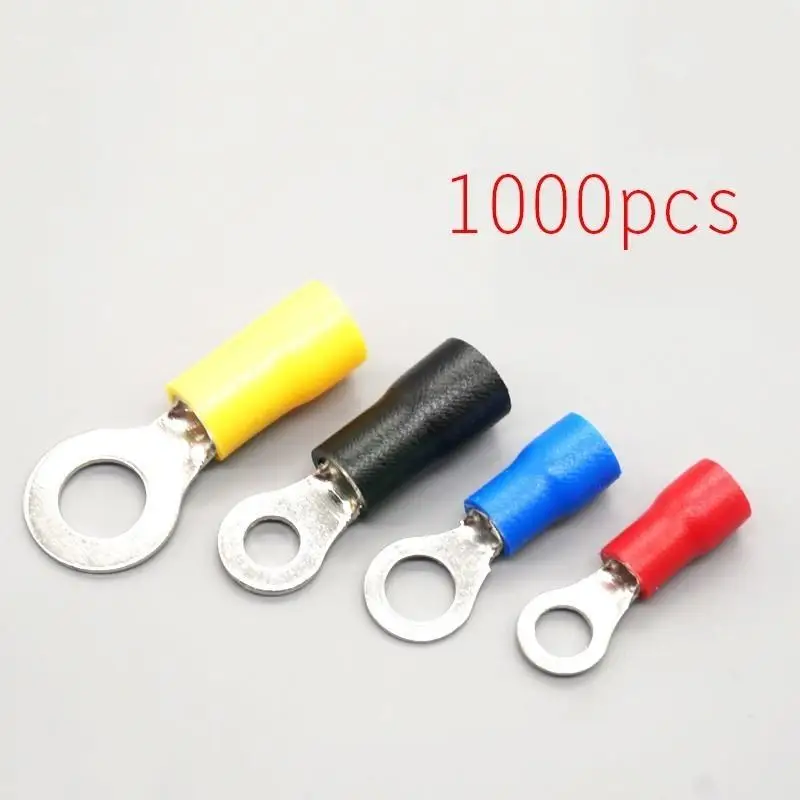 

Free shipping 1000PCS Pre-insulated O-type Copper Round Hole End Nose Line Ear Belt Sheath Cold Pressed