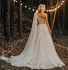 2022 One Shoulder Pleated Beading Applique Lace Wedding Dresses Sweep Train Tulle Bride Gowns Vestido De Novia ► Photo 2/4