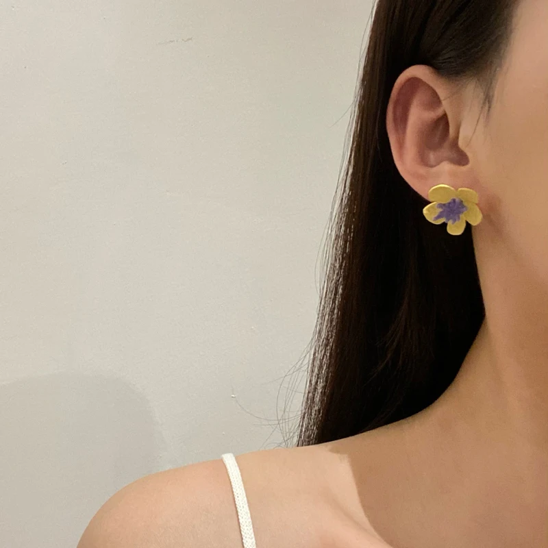 LaGo S925 needle Sweet Jewelry Flower Earrings Spring Summer Style White Pink Yellow Stud For Women Gifts | Украшения и