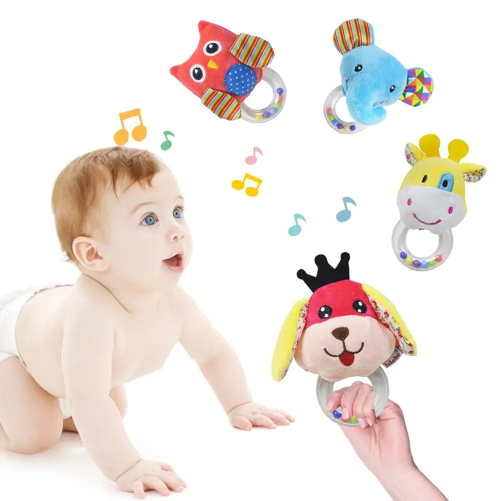 Милая детская погремушка, плюшевая детская мультяшная кровать, игрушки для малышей 0-12 месяцев, обучающая детская погремушка, игрушка в