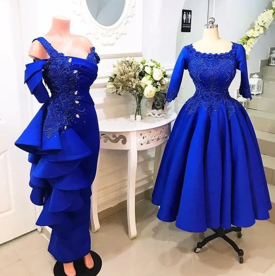 Royal Blue Two Styles Mermaid Evening Dresses Lace Appliques Satin Beads Sequins Ankle Length Prom Dress Aso Ebi ÙØ³Ø§ØªÙŠÙ† السهرة
Royal Blue Two Styles Mermaid Evening Dresses Lace Appliques Satin Beads Sequins Ankle Length Prom Dress Aso Ebi ÙØ³Ø§ØªÙŠÙ† السهرة