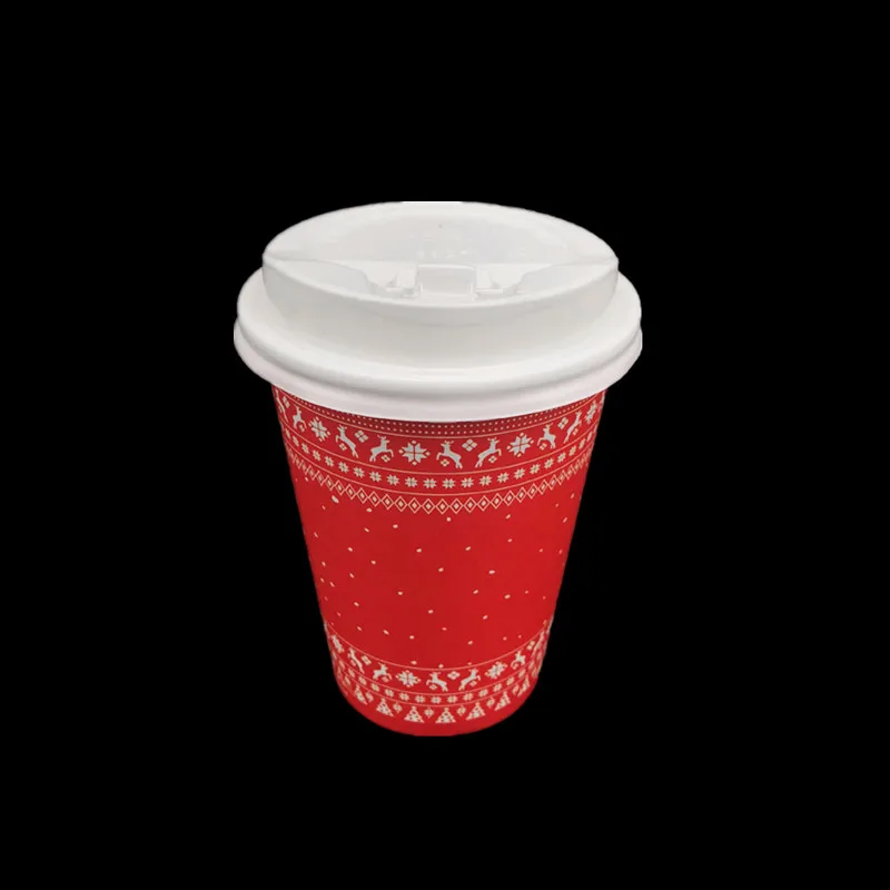 50 шт., высокое качество, Рождественская чашка 14 унций, 400 мл, красные одноразовые кофейные чашки, вечерние бумажные стаканчики для холодного горячего напитка с крышкой, посылка на вынос