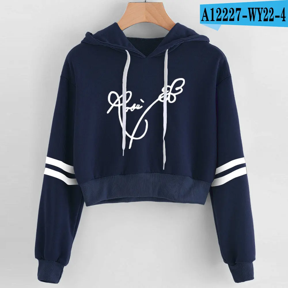 FRDUN TOMMY Blackpink Hoodie kpop women Korean Sexy Harajuku Kawaii Print Hot Female Coat Hip Hop Pullover Hoodies Sweatshirts - Цвет: navy