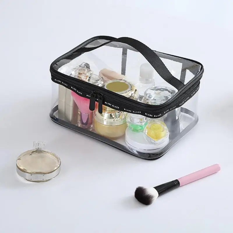 

Large Capacity Cosmetic Cases PVC High-grade Simplicity Durable Convenient Travel Wash Makeup Storage Pouch Bags PVC Zipper Bag