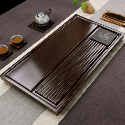 XMT-HOME прямоугольный деревянный чайный столик из массива дерева сервировочный чайный лоток для церемонии стол китайский чайный набор кунг-фу аксессуары - Цвет: 60x32x5.5cm
