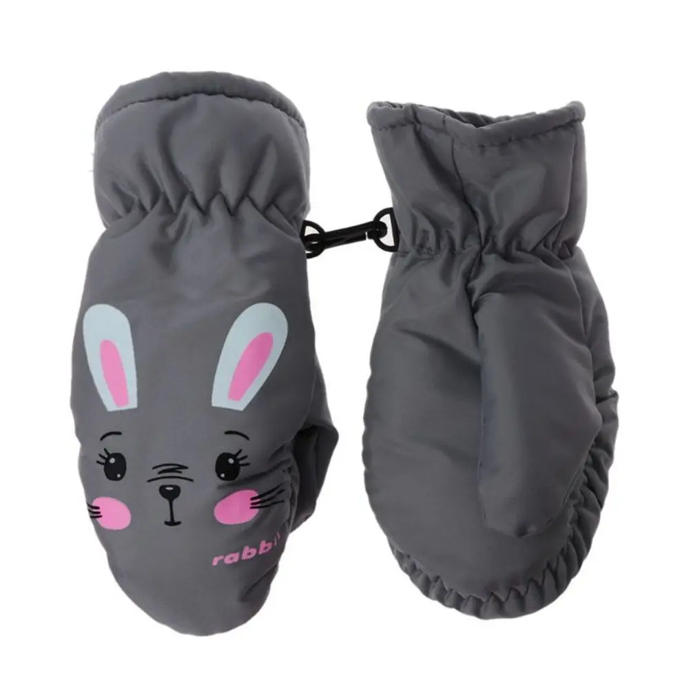 For Children Aged 0 to 5 years Cartoon Rabbit Sports Thick Warm Mittens Waterproof Cute Winter Outdoor Ski Glove Non-slip