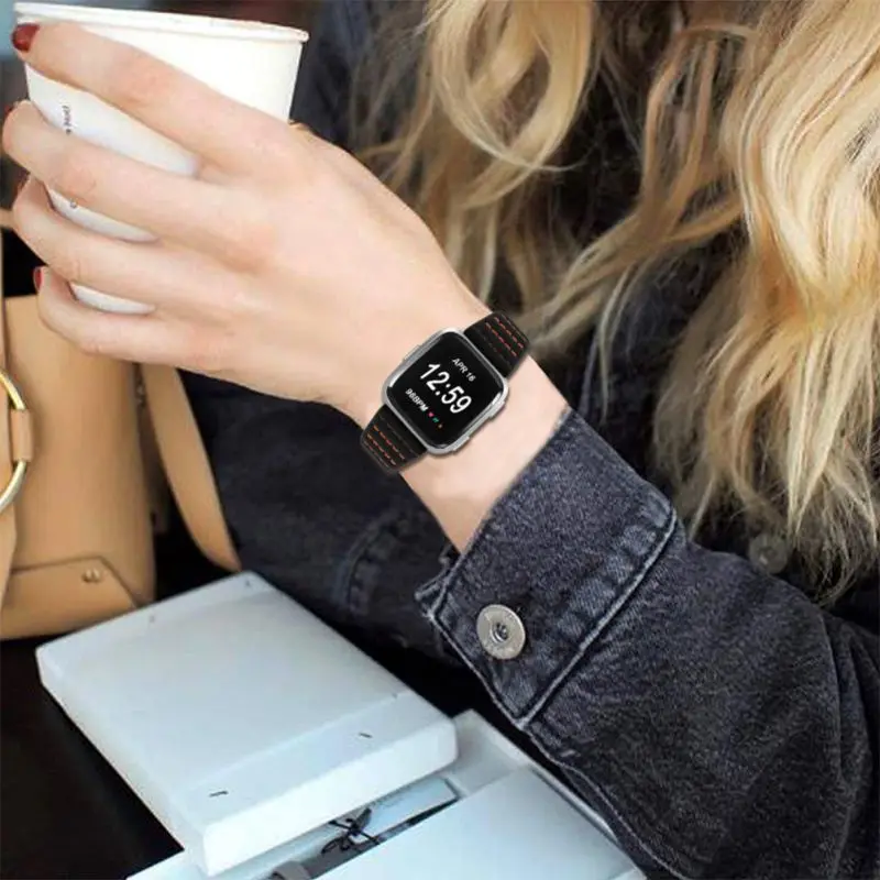 Кожаные браслеты сменные спортивные часы-браслет ремешок для Fitbit Versa Lite браслета