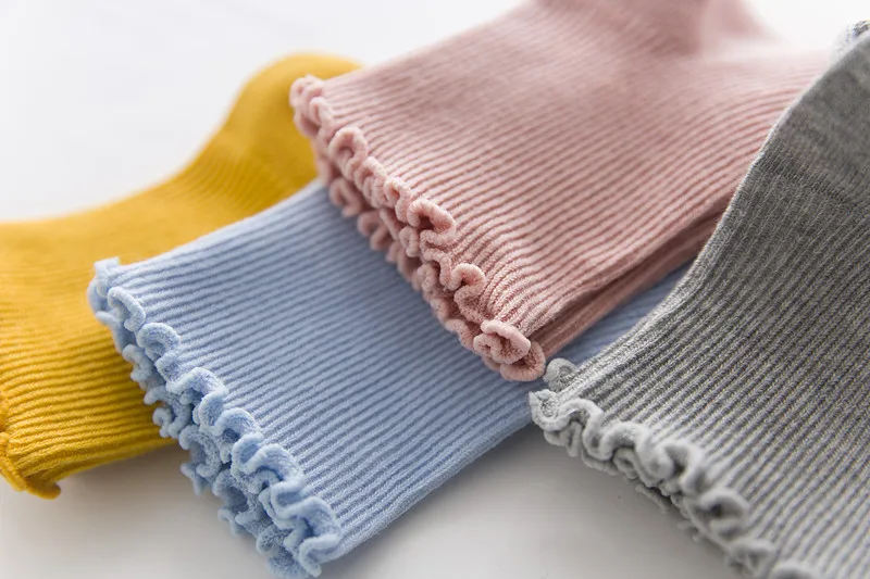 Autumn And Winter New Products Japanese-style Frilled Cotton Bunching Socks Women's Solid Color Short Socks Women's