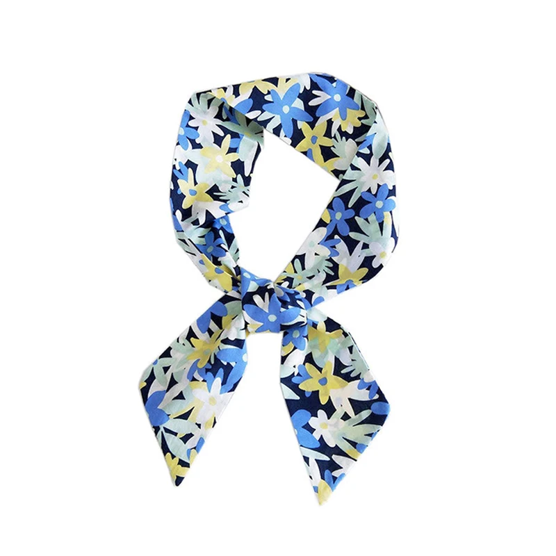 Женский платок бандана шейный узкий шарфы шали маленький атласный шелковый шарф