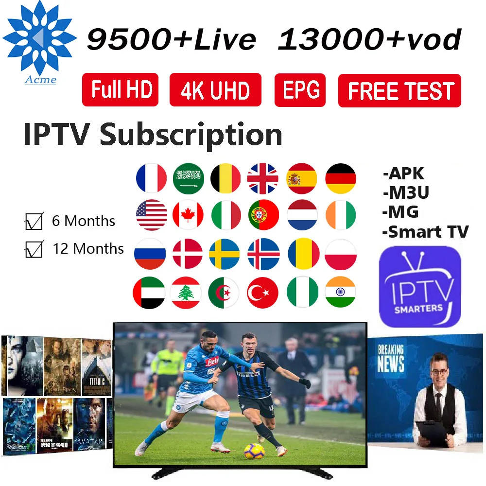 

IPTV M3u Subscription Best HD Iptv Italy German France Poland VOD Mediaset Premium For Android Box Enigma2 Smart TV PC Free test