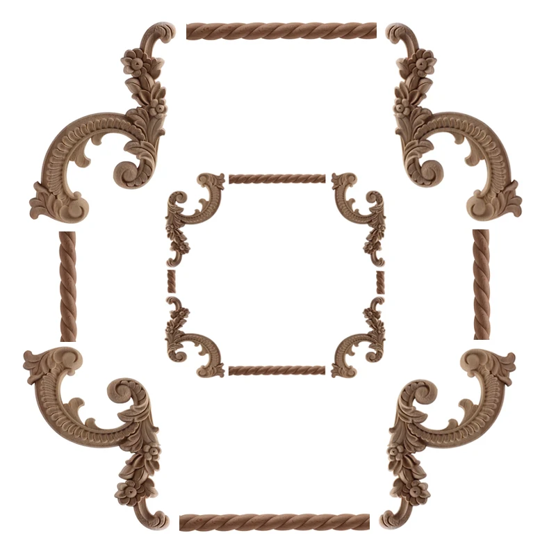 Декор изысканные современные длинные листья цветок деревянный уголок для мебели