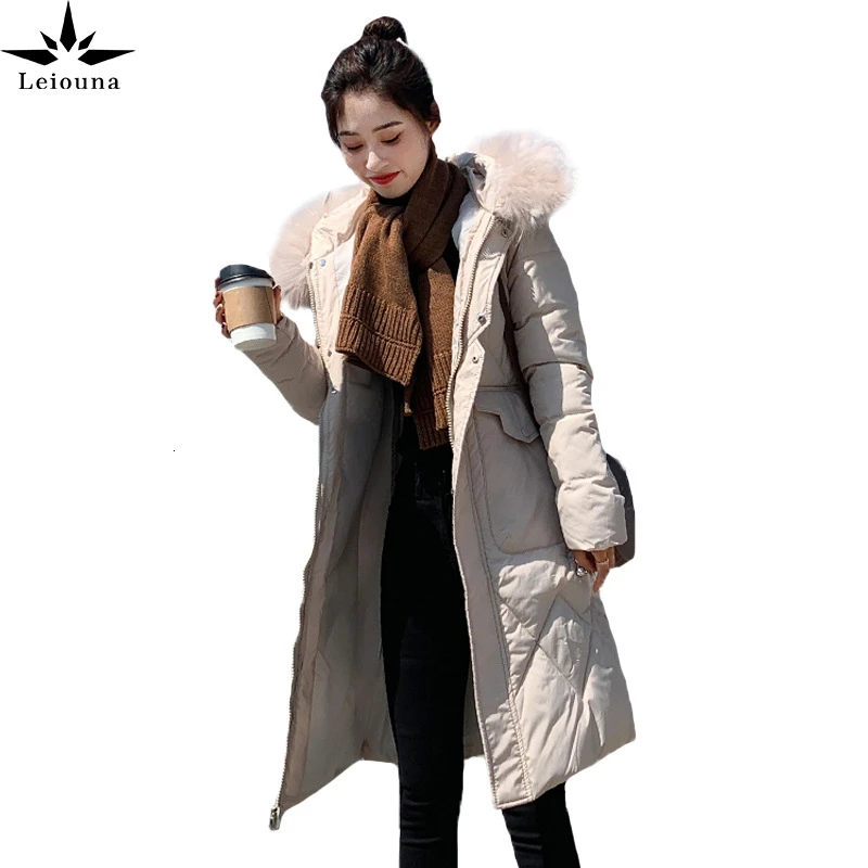 

Leiouna 2019 Winter New Long Thick Fur Hooded Warm Fashion Jackets Women Streetwear Casual Solid Cotton Parka Coats
