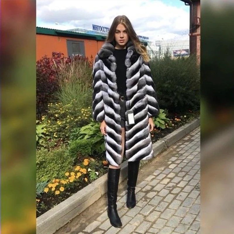Tatyana Furclub новое пальто из натурального кроличьего меха Толстая теплая Модная Меховая куртка для женщин Зимняя одежда длинная верхняя одежда из натурального кроличьего меха