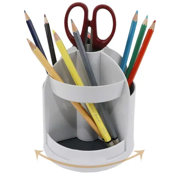 

Functional 7 Compartments Rotating Pen Pencil Holder Desk Organizer Plastic Desktop Stationery (Gray)