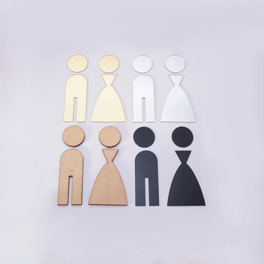 3D Acrylic Mirror Wooden Wedding Party Decoration Toilet Door Sign Bathroom WC Modern Style Wall Sticker Home Decor wall stickers toilet stickers self adhesive wall stickers vinyl stickers vinyl wall stickers self adhesive stickers chalkboard wall stickers chalkboard stickers