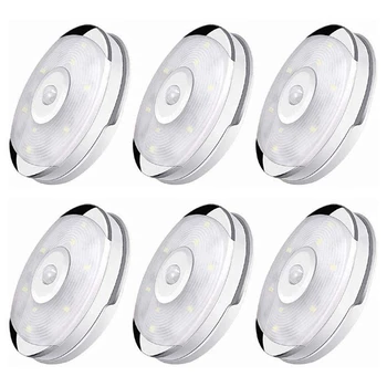 

6Pcs Motion Sensor Light Cordless Battery Powered LED Night Light Wake Up Light Cabinet Light 3D Night Light