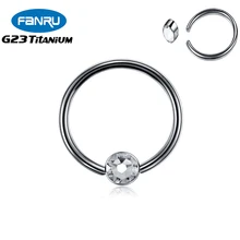 

G23 Titanium Piercing Earrings BCR Ball Clip Ring Hoop Zircon Tragus Cartilage Septum Helix Ear Clips Body Perforated Jewelry