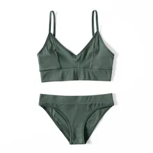 Комплект из хлопкового бюстгальтера с открытой спиной и трусиков; комплект из беспроводного бюстгальтера без подкладки; нижнее белье для девочек; бюстгальтер без косточек; женское нижнее белье