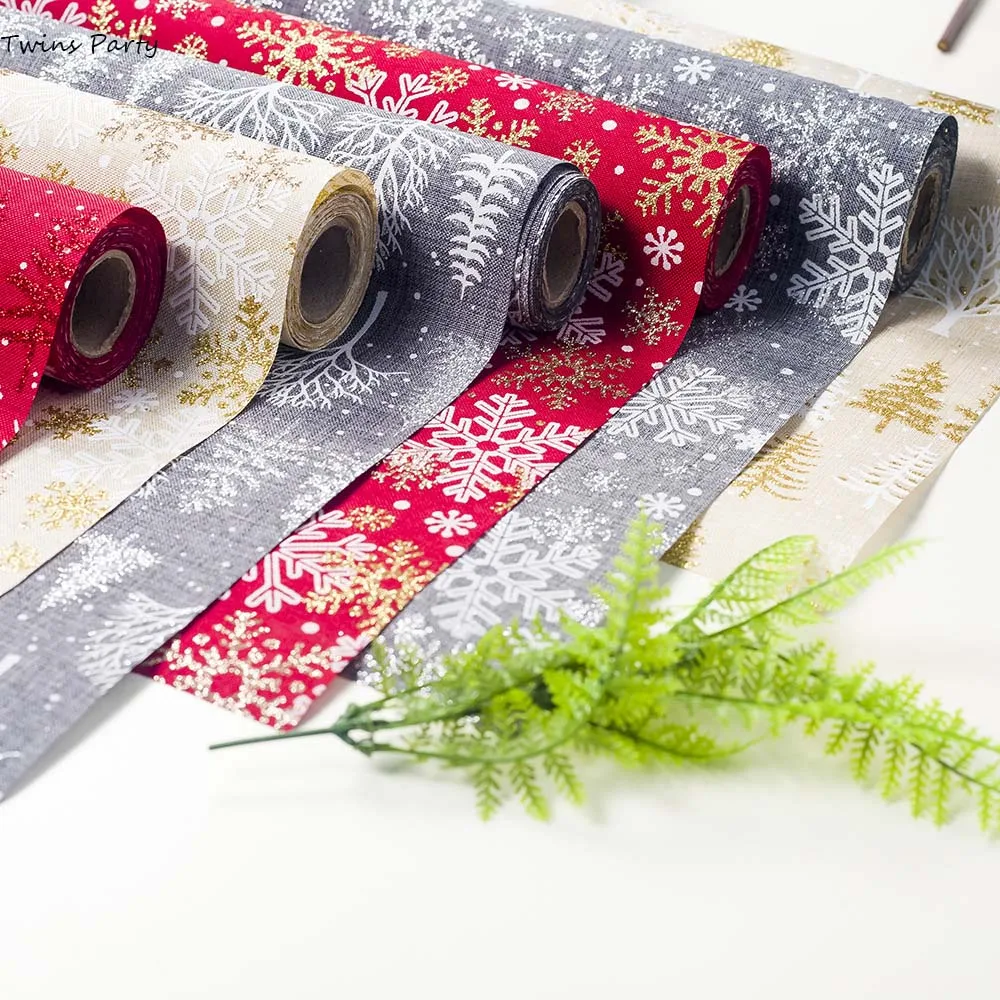 

Twins 270X30cm Snowflake Tree Print Christmas Table Runner Christmas Decorations Christmas Flag Home Party Decoration