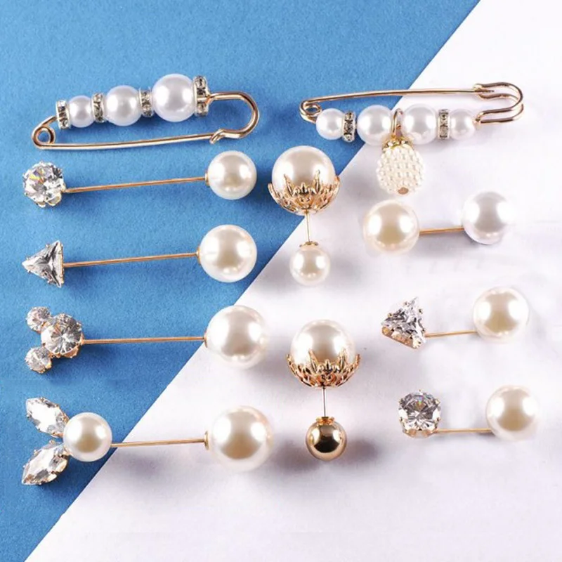 

10Pcs Women's Fashion Imitation Pearl Brooch Pins Badge Sweater Coat Decorative Jewelry Pin Brooches For Women Girl
