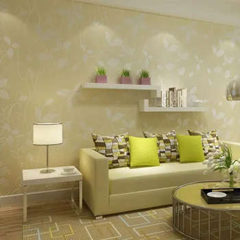 

WELLYU Atmospheric high foam flocking non-woven wallpaper the living room wallpaper simple small leaves papel de parede 3d