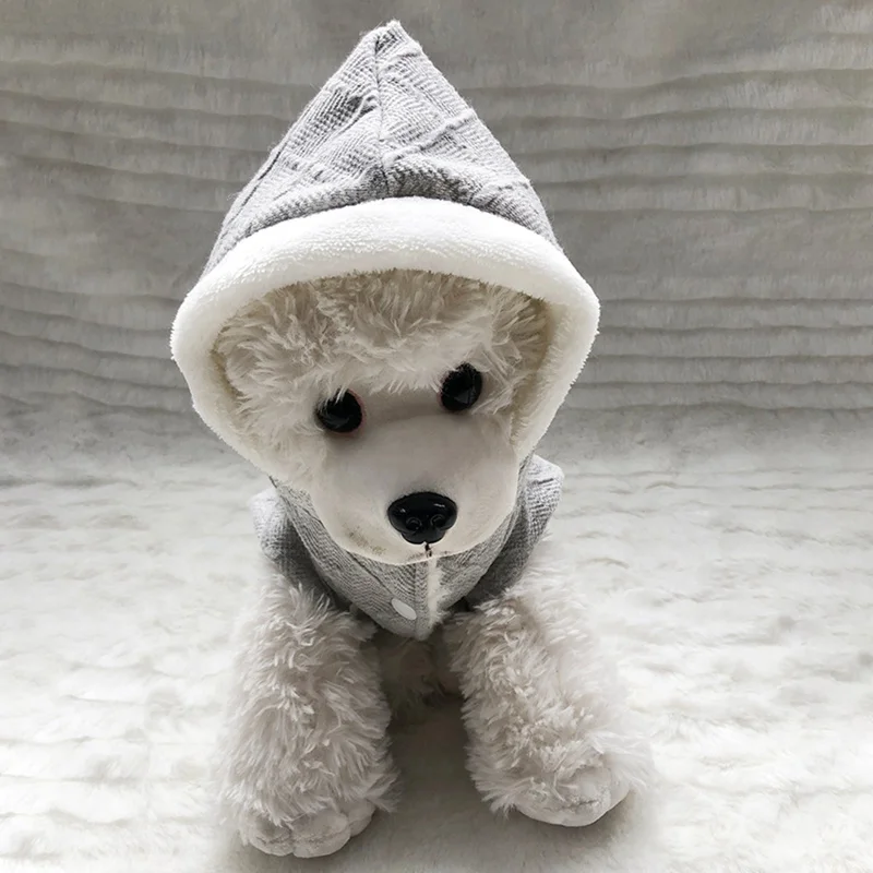 

Pet Double-layered Thickening Fleece Warm Coat For Dogs Puppy 2-legged Sleeveless Hooded Jacket 2020