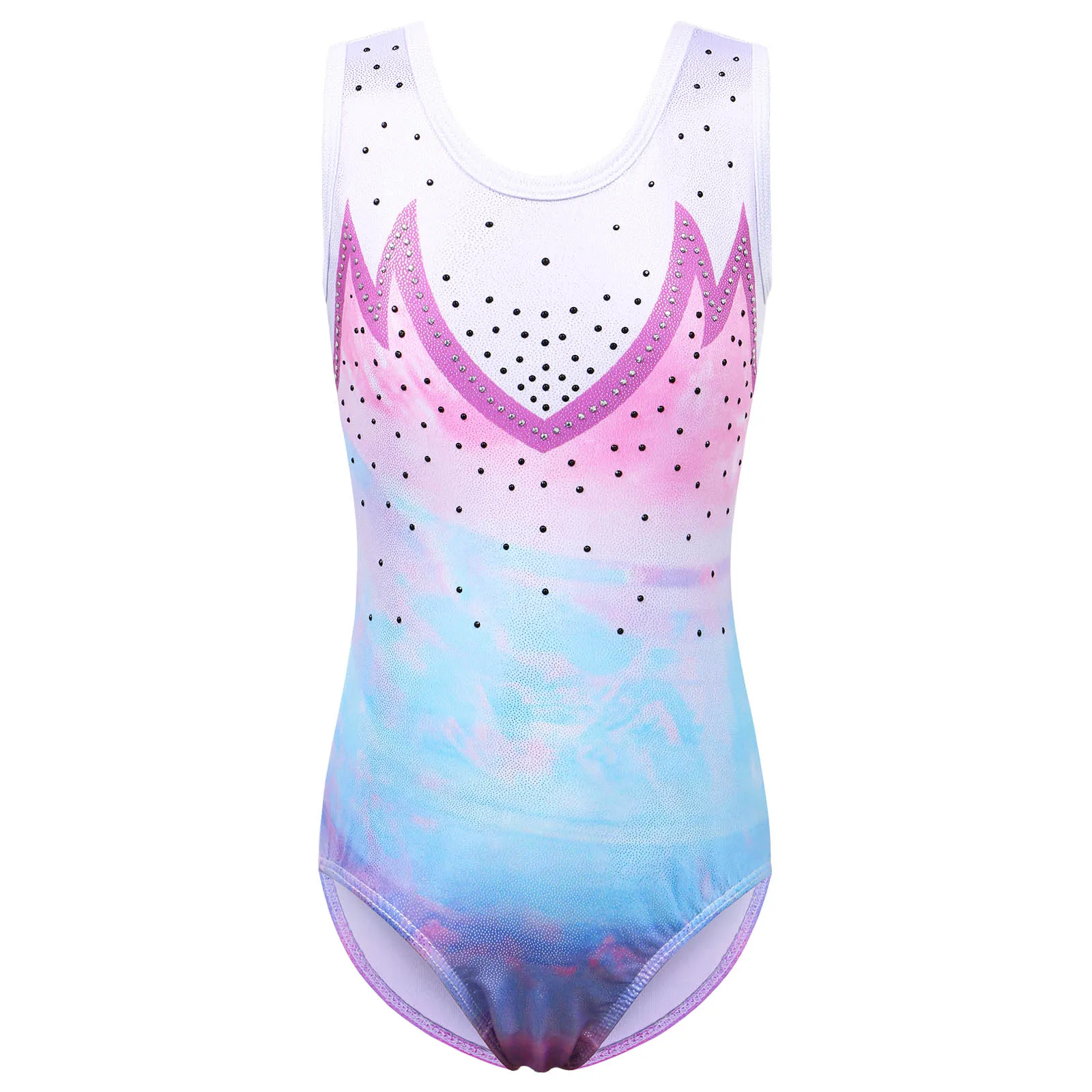 

BAOHULU Girls Gymnastics Leotard Teens Gradient Color Ballet Dance Wear Sleeveless Sequin Bodysuit Practice Outfit Jumpsuit