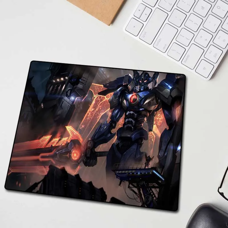 XGZ Customized Large Gaming Mouse Pad Black Lock Edge Anime Cool Metal Robot Computer Desk Mat Non-