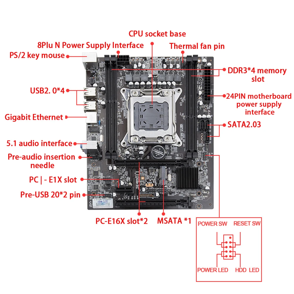 

X79S LGA 2011 Stable PC Durable DDR3 High Performance Professional Motherboard Components Easy Install USB 2.0 M ATX Practical