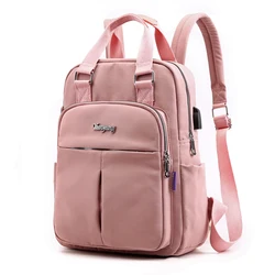 Causal Women Laptop Backpack USB Charge School Bag for Teenager girls Large Capacity Travel Female Bagpack Solid back pack