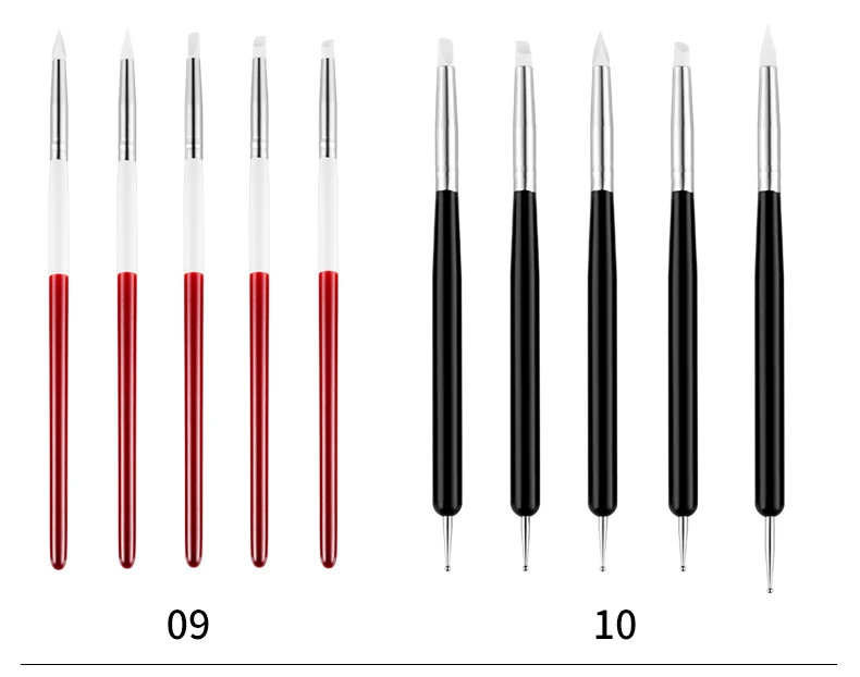 Двухдиапазонный Wi-end 5 шт./компл. нейл-арта Скульптура рельеф резьбы нажмите с силой так, живопись Советы Rhinetstone сбор, инструменты для маникюра, Кисть Силиконовая ручка