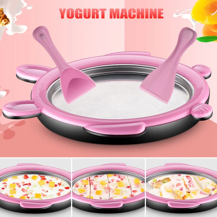 Мини Мороженица йогурт фруктовый ролл сковорода Жареная Машина с лопатой инструменты комплект PAK55