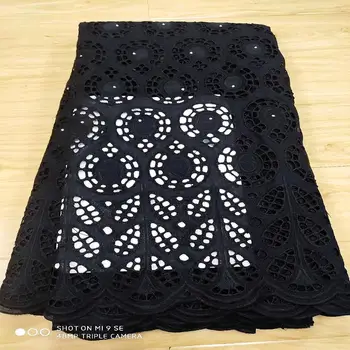 

Black swiss voile lace in switzerland embroidered 100% cotton fabric swiss dry lace 5yards nigerian lace fabric for dress A-1073