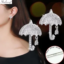 SINLEERY, изысканные крошечные серьги-гвоздики в форме зонтика с кристаллами для женщин, свадебные ювелирные изделия, модные, букле D'Oreille Femme ES218 SSI