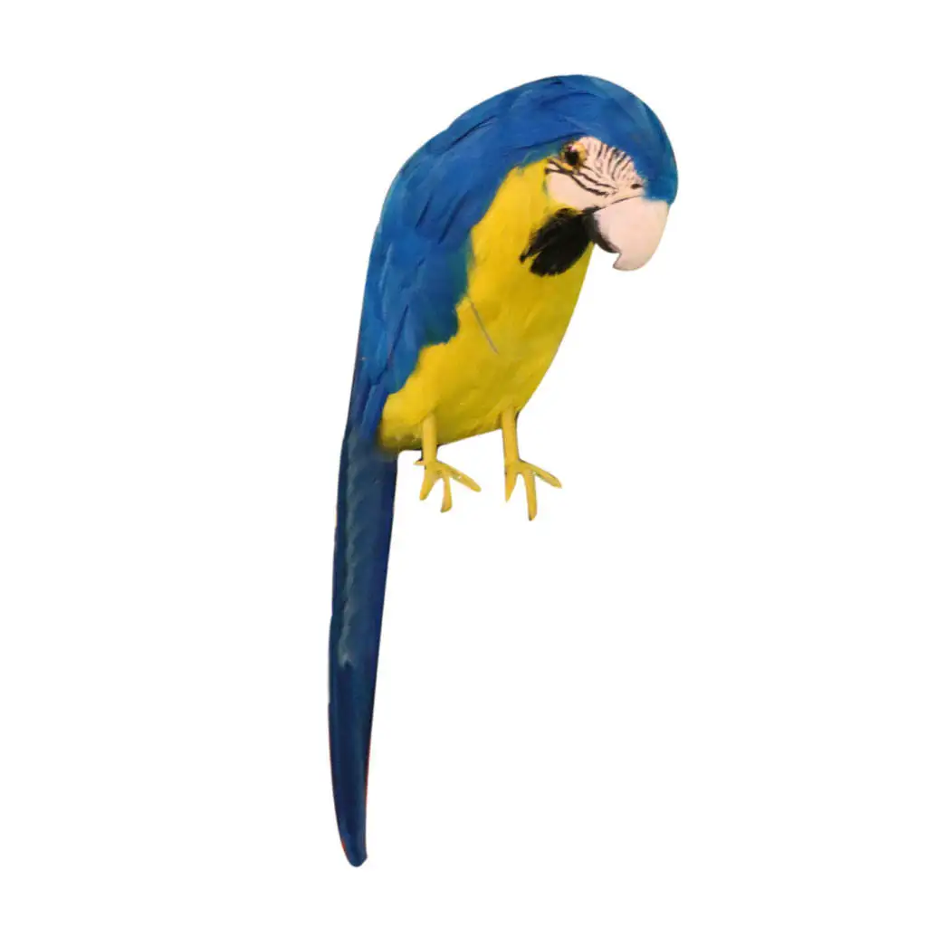 1pc Decorative Artificial Bird Feathered Parrot Birds Home Garden Blue