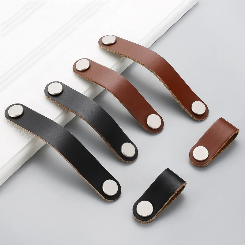 

Nordic Style Furniture Cabinet Door Leather Handle for Kitchen Closet and Wardrobe Knob, Shoe Wine Cupboard Drawer Pens Handles