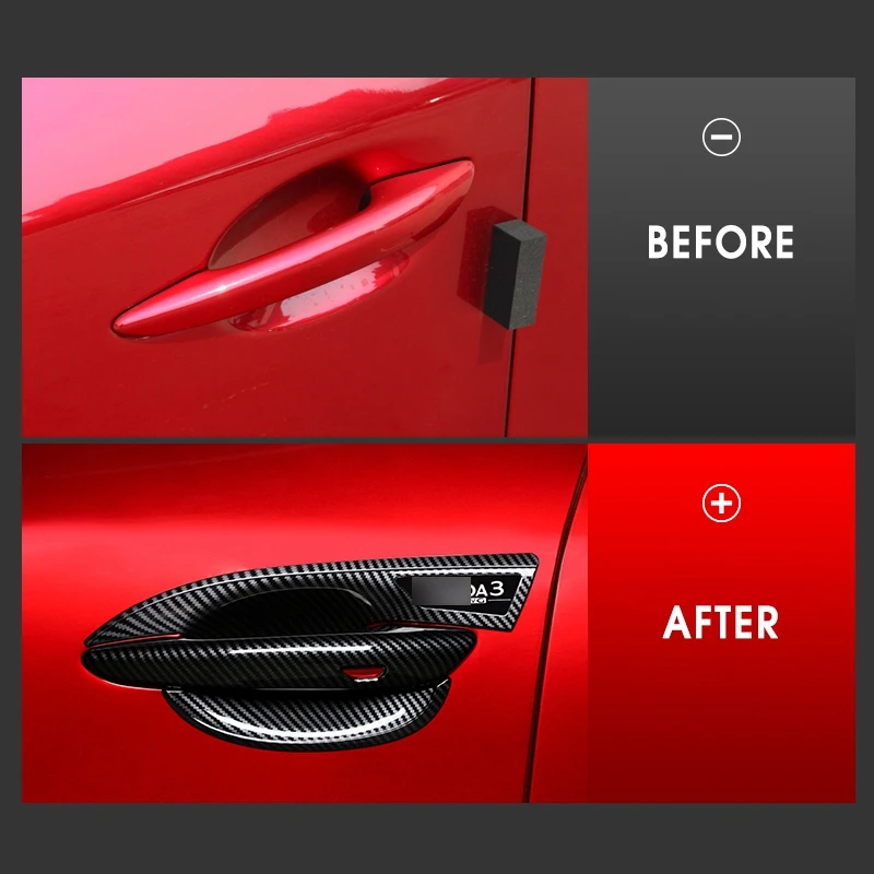 Для Mazda 3 Axela ABS углеродное волокно Внешняя Автомобильная дверная ручка Накладка декоративная рамка аксессуары для автомобиля