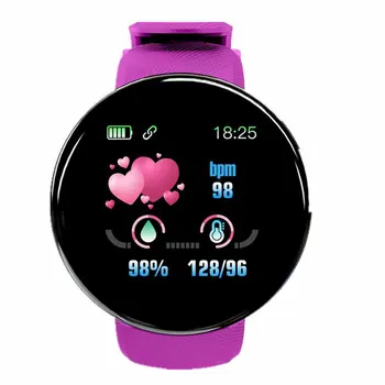 

D18 Smart Bracelet Pedometer Men Women Smartband Round Screen Pressure Measurement Heart Rate Measurement Monitor Smart Watch