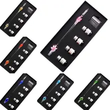 7 шт./компл. ручной работы перо Стекло ручка Dip чернила ручки для подписи набор для школы канцелярский подарок искусство украшения свадебные принадлежности