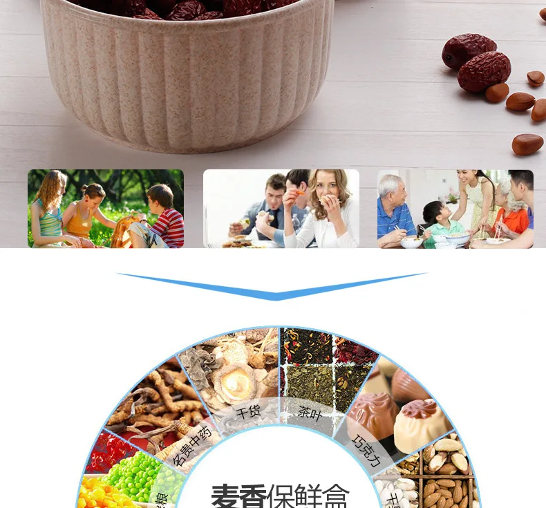 Korean Style Wheat Straw Home Eat Box Health round Preservation Box Container Portable Sealed Storage Box New Products Listed
