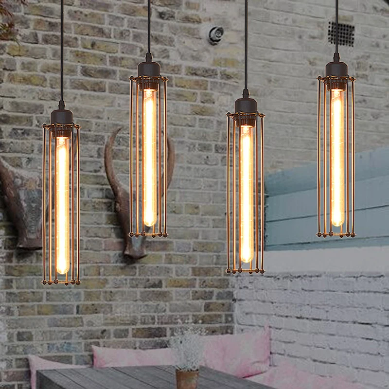 Retro Wrought Iron Flute Pendant Lamps Personality Cafe Bedroom Loft Industrial Wind Edison Energy-Saving Lamps