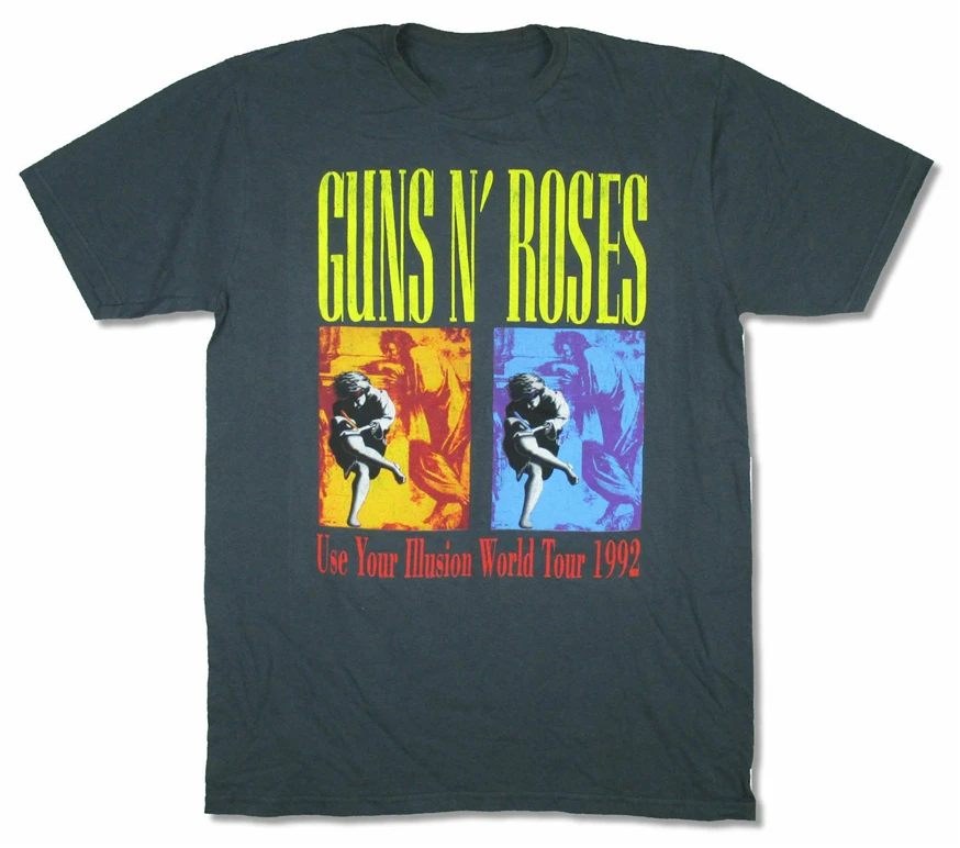 

Guns N Roses Use Your Illusion World Tour 1992 Grey T Shirt New Reissue Festive Tee Shirt