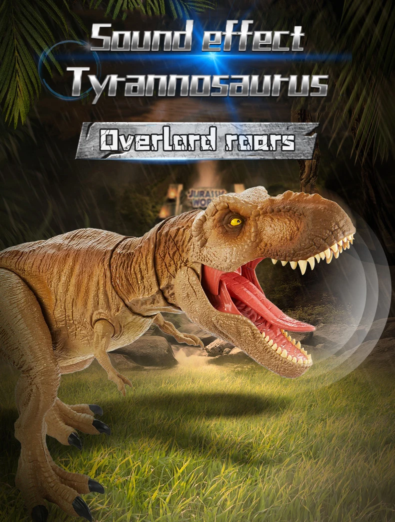 Modelo de Brinquedo para Crianças Jurássico Mundo Tiranossauro Ataque Primário Som Realista Agitando Juntas Móveis Dinossauro Menino Presente 56cm Rex 1 som realista agitando juntas móveis dinossauro modelo