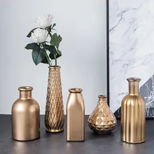 Современная столешница в скандинавском стиле, маленькая золотая стеклянная ваза, домашний декор, мини золотые цветочные вазы для гостиной, украшения, свадебные 3D