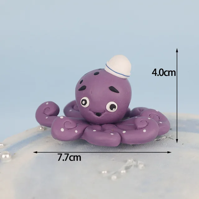 Summer Sea Animal Crab Cake Topper Mermaid Theme Cupcake Decor Mermaid Girl One 1st Happy Birthday Party Decor Kids Baby Shower Mint Green