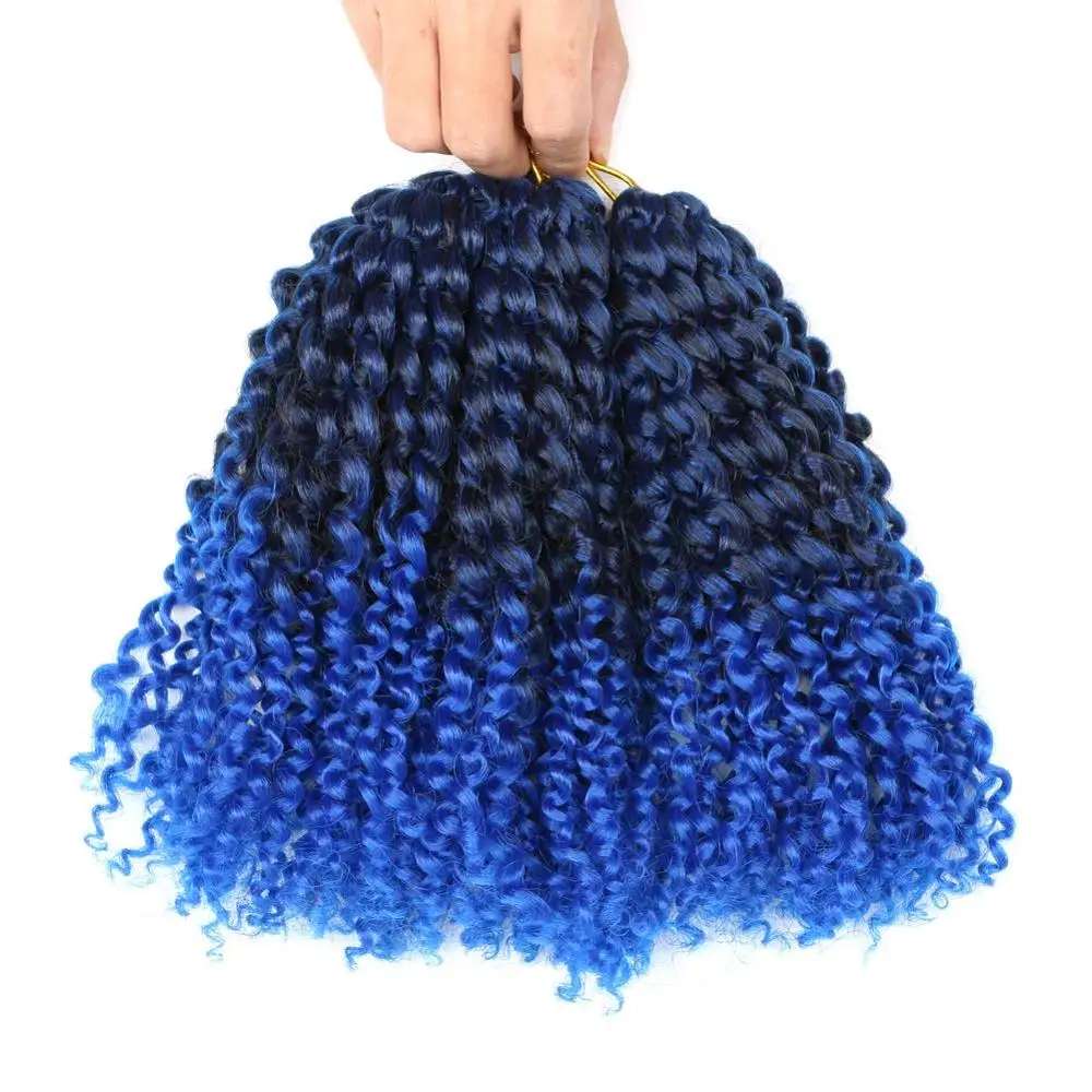 DAIRESS " Marlybob вязанные волосы 3 шт./лот афро кудрявые вязанные косички волосы синтетические Омбре плетение волос для наращивания - Цвет: T1B/синий