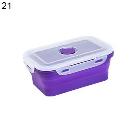 350/540/800/1200ml силиконовая складная коробка для завтрака бенто ланч бокс чаша Еда контейнер салат контейнер для хранения Кухня аксессуары - Цвет: Purple 800ml